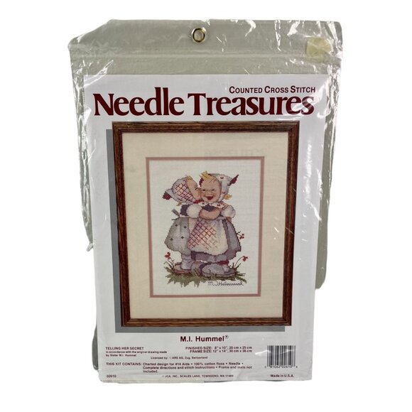 JCA Needle Treasures Counted Cross Stitch Kit "Telling Her Secret" MJ Hummel NEW - Picture 1 of 7
